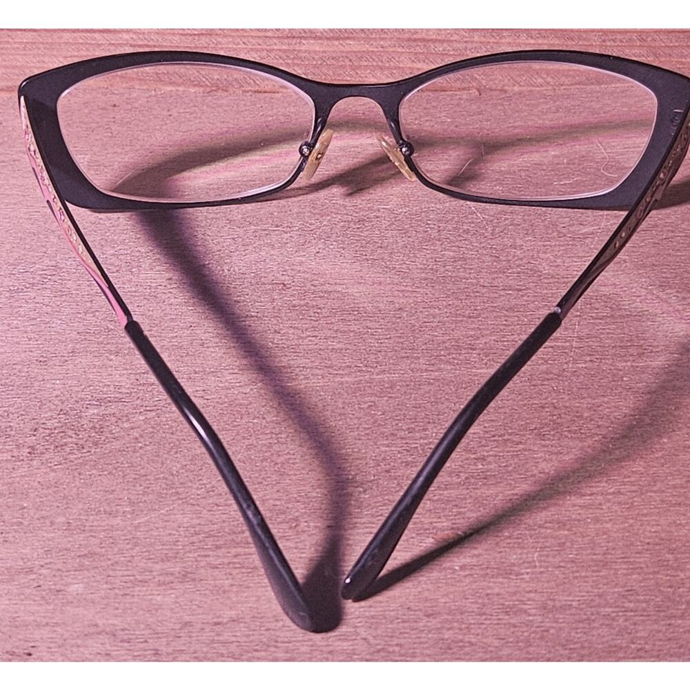 CAVIAR M1772 Women’s Cat Eye Eyeglass Frames 53-16-140 Blk Gold Pink Rhinestone - Picture 6 of 8